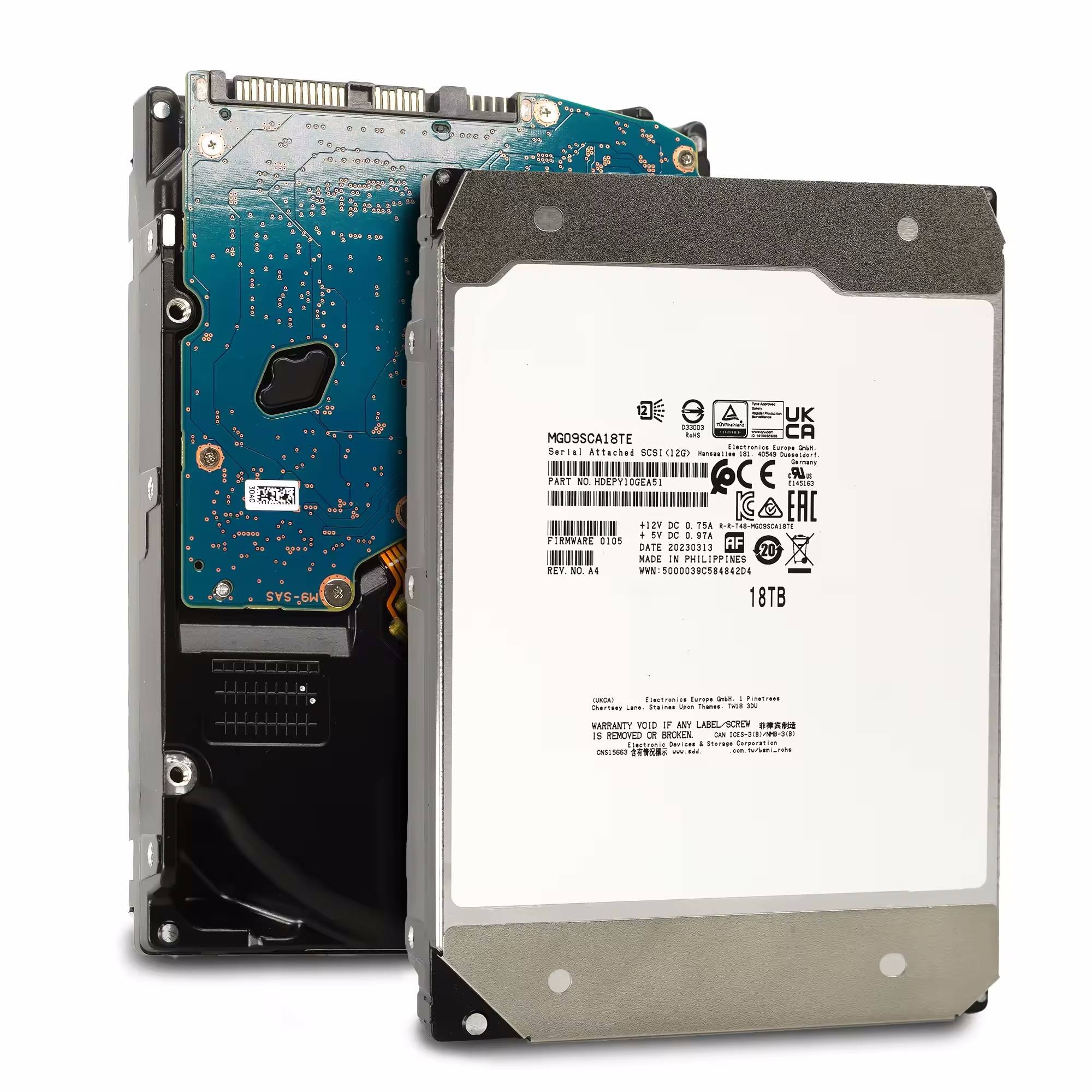 7200 RPM Hard Disk Drive 18TB MG09SCA18TE 7.2K RPM SAS 12Gb/s 512e 3.5in Server Internal HDD 7GB Single Disk Capacity