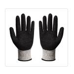 HPPE Knitted Fiber Cut Resistant Safety Black Latex Gloves