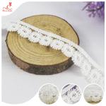 Machine Crocheted White Ribbon Lace Trim Water Soluble For Skirt