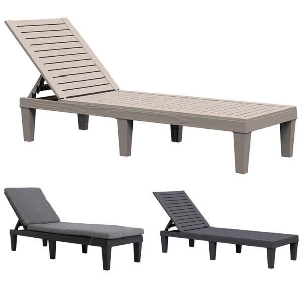 Outdoor Furniture Sun Bed for Swimming Pool Plastic Stackable Chaise Lounge