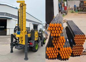 China 260m Ground Source Heat Pump / Wheeled Pneumatic Water Well Drilling Rig factory