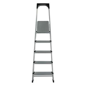 China 5 Steps Portable Domestic Foldaway Aluminum Step Ladder EN131 GS factory