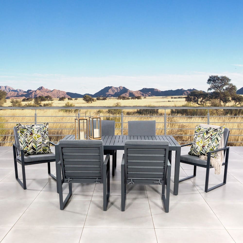 Mail Packing Included AJUNION Aluminum Metal Outdoor Dining Furniture Set for 6 Seating