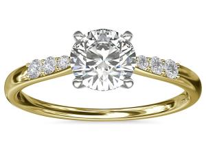 China Round Shape 9K Silver Ring With 6MM 1.0ct White Moissanite Stone factory