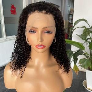 China 13x4 Transparent Human Hair Lace Wig Kinky Curly Frontal Glueless Natural Color factory