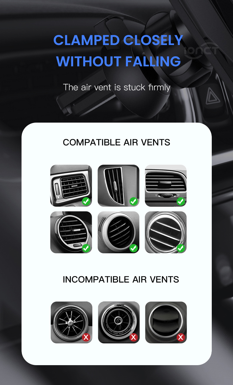 7.5W Qi Wireless Car Charger Air Vent Gravity Scale 145g