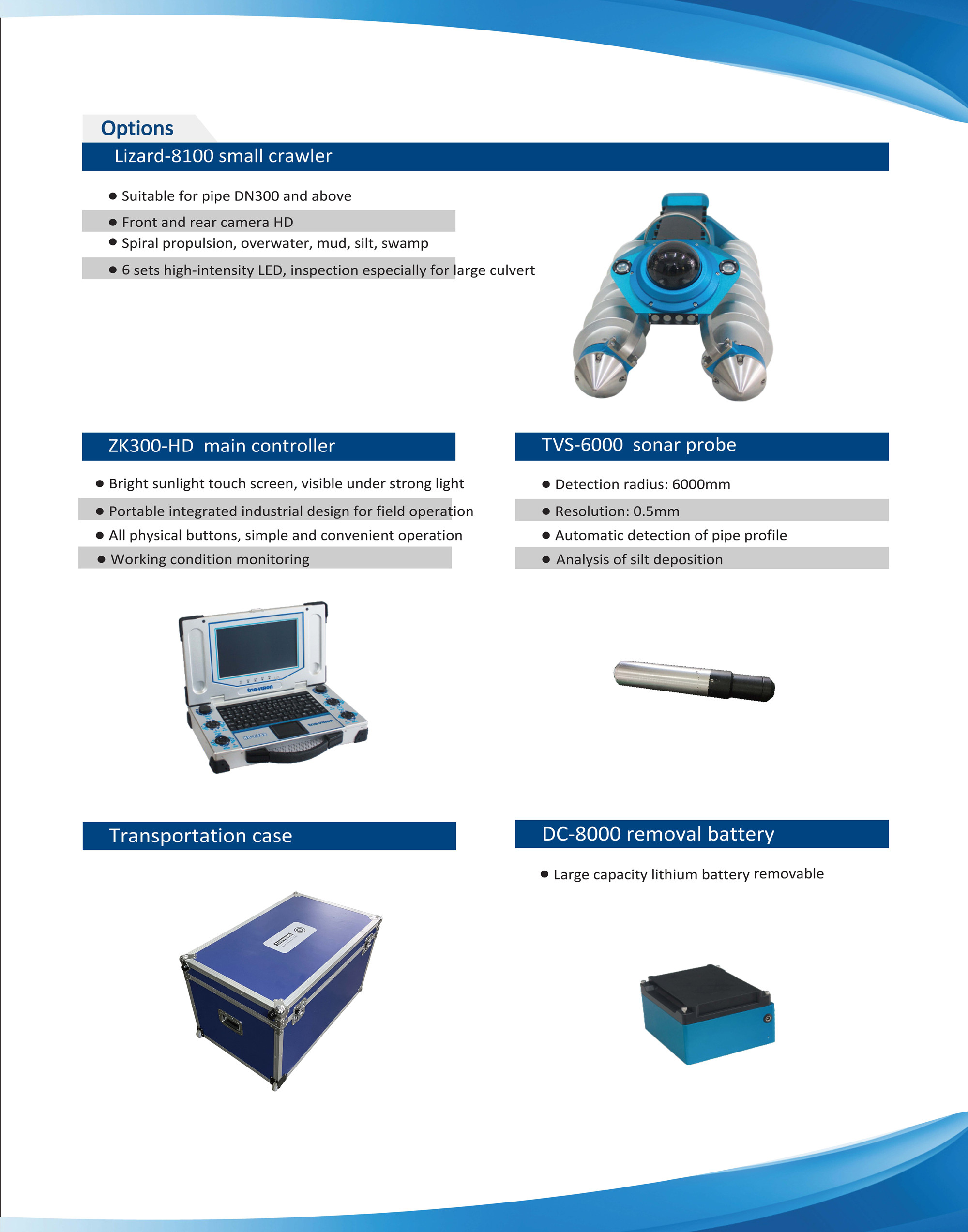 Robotic CCTV & Sonar Sewer / Water Pipe Inspection Camera System 360 Degree