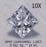 Synthetic HPHT 1 Carat Lab Grown Diamond D Color VS2 EX Princess Cut Diamond