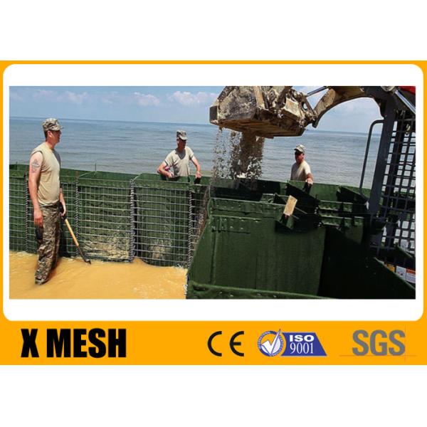 China 4.0 / 5.0 Mm Hesco Flood Barriers For River And Sea Bank With Green Textiles factory