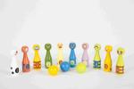 Kids Bowling Set Toddler Wooden Toys With 10 Different Animals Pins And 3 Color