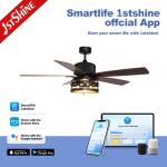 1stshine Indoor MDF Blades 220V Home Soft Lighting Ceiling Fans with Bulbs