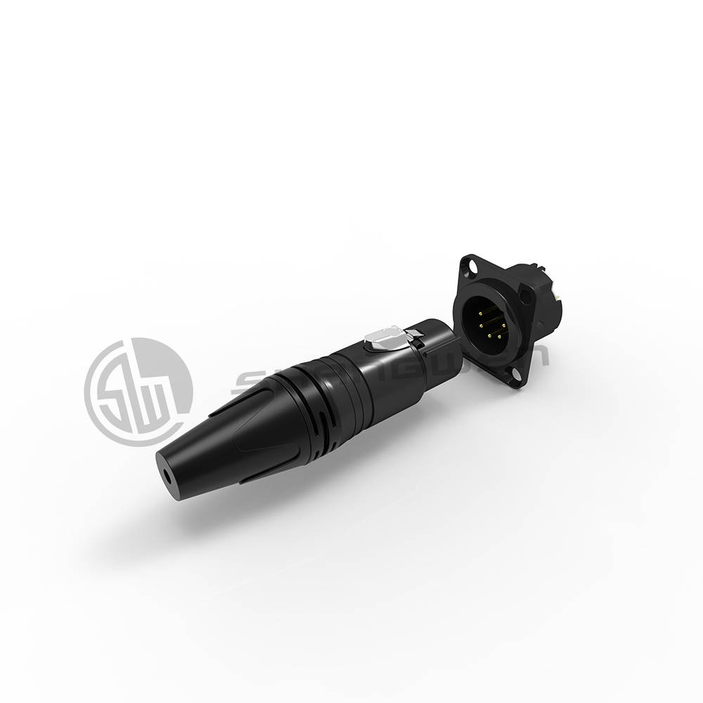 5-Pin XLR Female Audio Connector Black Indoor Shell with Gold Contacts for Microphone Audio Cable Plug Mic Connector Socket