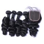 Body Wave Virgin Brazilian Hair Bundles Remy Raw Middle Part Lace Closure