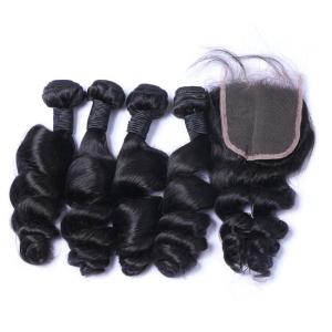 China Body Wave Virgin Brazilian Hair Bundles Remy Raw Middle Part Lace Closure factory