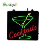 Genilight 56*33cm Electronic DC12V Neon LED COCKTAILS Sign with CUP Logo Power