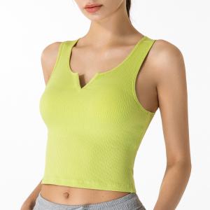 China ODM Cotton V Neck Yoga Tank Tops Fitness Workout Running Vest Top For Women factory
