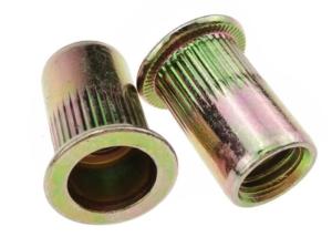 China M3 - M12 Blind Flat Head Rivet Nut Knurled Carbon Steel Yellow Zinc Plated factory