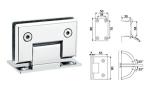 Bathroom glass clamp RS1807, Bevel 90 degree, Double opening, Satin or Mirror