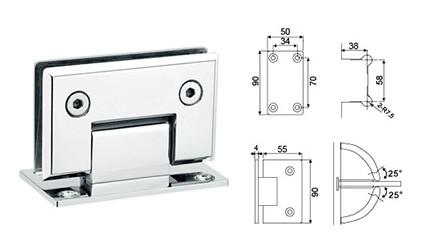 Bathroom glass clamp RS1807, Bevel 90 degree, Double opening, Satin or Mirror
