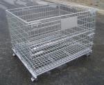 Galvanized wire mesh cage storage, folding wire container, bins, wire stacking
