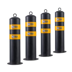 China Dia 114mm Yellow Safety Bollards H 1044 Mm 200*200mm Crash Rated Bollards factory