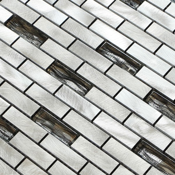 300x300mm linear glass tile,aluminum strip mosaic wall tile,grey color