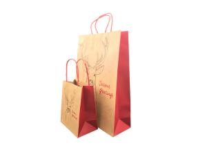 China Biodegradable Luxury Christmas Packaging , Brown Paper Christmas Gift Bags factory