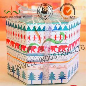 China Personalized Hexagon Cardboard Food Packaging Boxes With Ribbon Bow Decoration factory