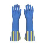 Long Sleeve Household Kitchen Rubber Gloves Flocklined Oil Proof With Beautiful