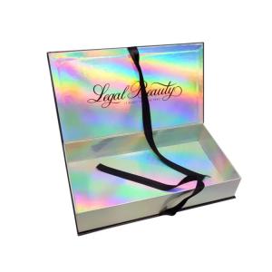 China High End Luxury Laser Paper Hair Extension Packaging Gift Boxes with Ribbon Bow factory