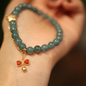 China New Natural Jade Bracelet Handmade Natural Light Green White Jade Chinese Round Bead Bangles Women Reiki Healing Health Care Energy Strand Bracelets factory