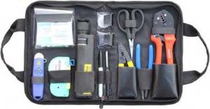 China Variety Convenient Black Fiber Optic Hand Tool Bags / Fiber Termination Kit With Zipper factory