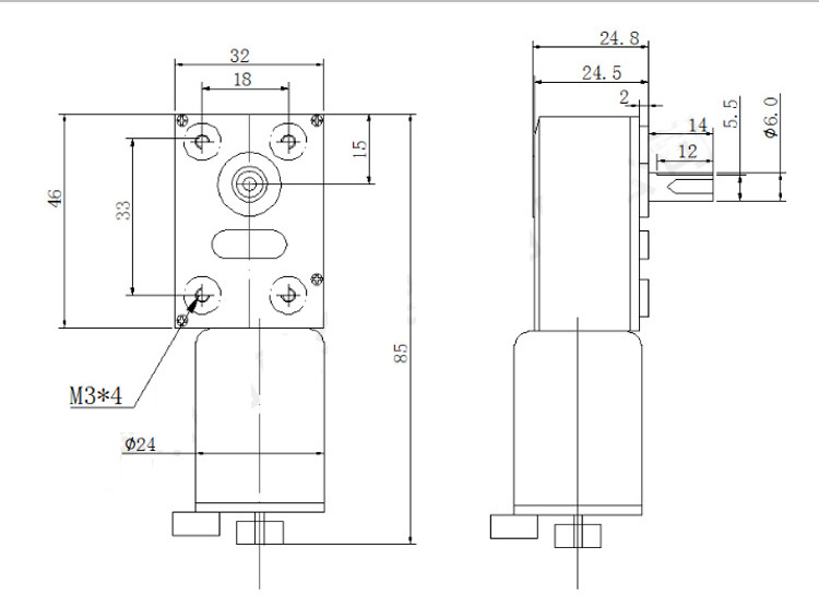 Encoder Worm Small DC Gear Motors JGY370 DC 12v Self Locking 150rpm