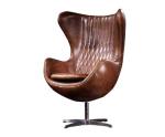 Vintage Aviator Full Leather Swivel Egg Chair Real Leather Armchair