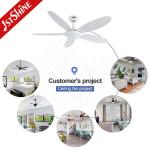 DC Motor 5 ABS Blades Ceiling Fan , White 3 Color Led Light Decorative Ceiling