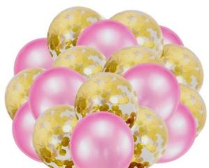 China Gold + Pink Balloons + White Balloons + Confetti Balloons w/Ribbon | Rosegold Balloons for Parties factory