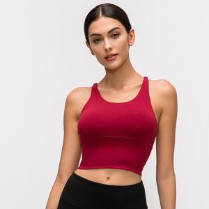 China Solid Color Fine Shoulder Strap Sports Bra Cross Back Sports Underwear factory