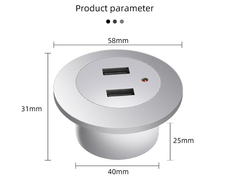 1 Ports Embedded Circular USB Type-C Socket for Charging Household Appliances 58*31MM