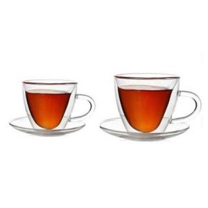 China 180ml Heat Insulated Personalized Glass Cup Heart Shape Double Wall Glass Cup factory