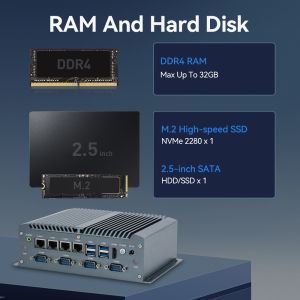 Fanless Industrial PC Intel Core i5 8250U 4 Ethernet GPIO Mini Computer With COM