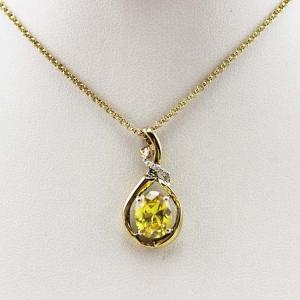 China Yellow Gold Plated Silver Oval Yellow Citrine Cubic Zircon Pendant (PSJ0410) factory