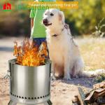 Outdoor Stainless Steel Stove Round Wood Burning Fire Pit Silvery White