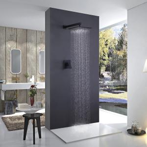 China Matte Black Luxury Rain Bathroom Shower Faucets Mixer Set factory