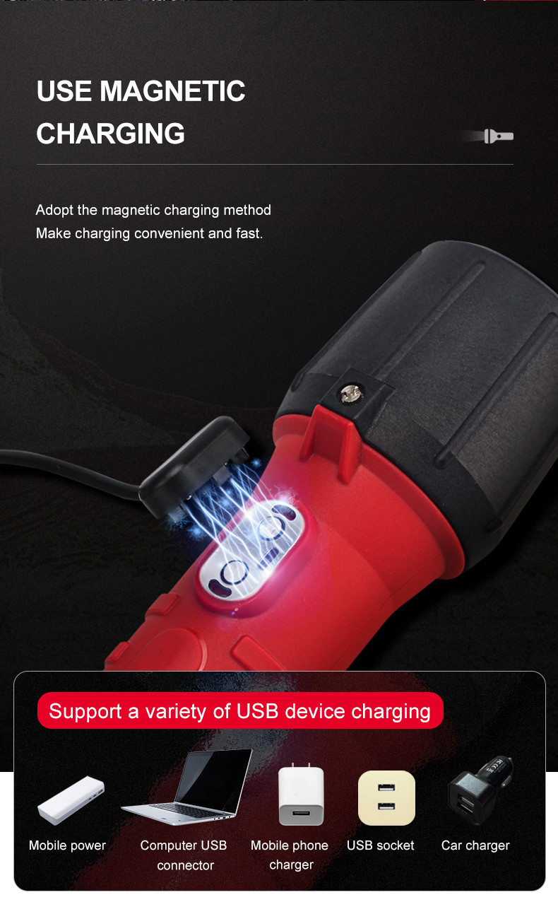 SP-1 LED Industrial Camping Overhaul Flashlight Waterproof LCD Screen 3W Power