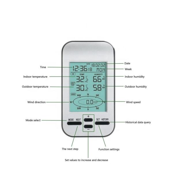Wireless Outdoor Weather Station With Wind Direction And Speed Tester 433