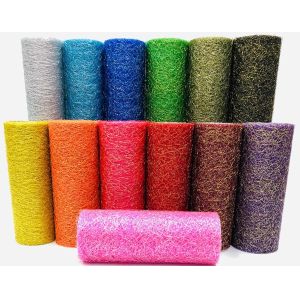 Metallic Organza Glitter Tulle Spool 100% Nylon Mesh Fabric 19GSM 6in Tulle