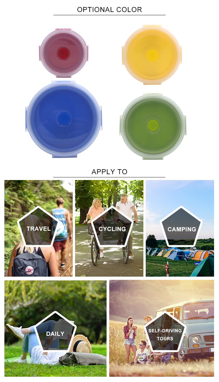 OEM Microwavable Collapsible Silicone Bento Box With Airtight Lid