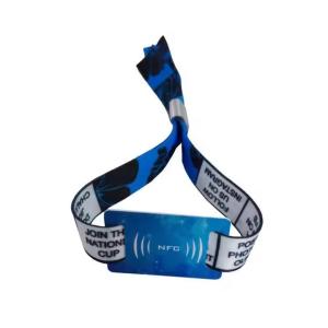 China Adjustable Custom NFC Wristband Fabric Woven RFID Smart Wristband For Events factory