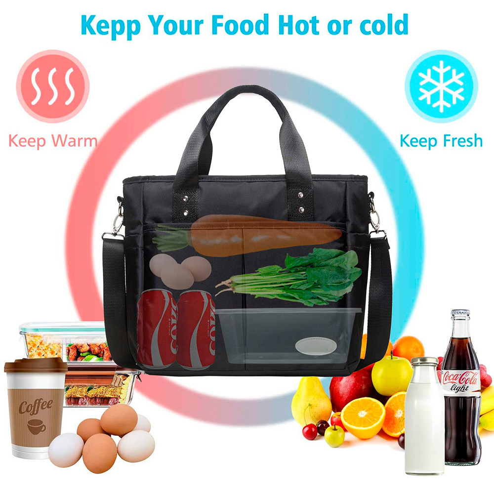 Insulated Oxford Cooler Lunch Box Bag With Side Pockets