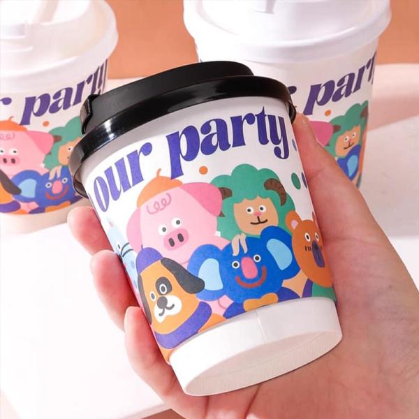 Customized biodegradable disposable coffee paper cup, single/double wallpaper cup with lid cup cover